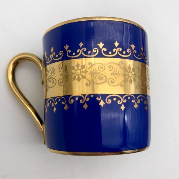 Rosenthal China Portrait Demitasse Tea Cup & Saucer Heavy Gold & Blue - Picture 6 of 12